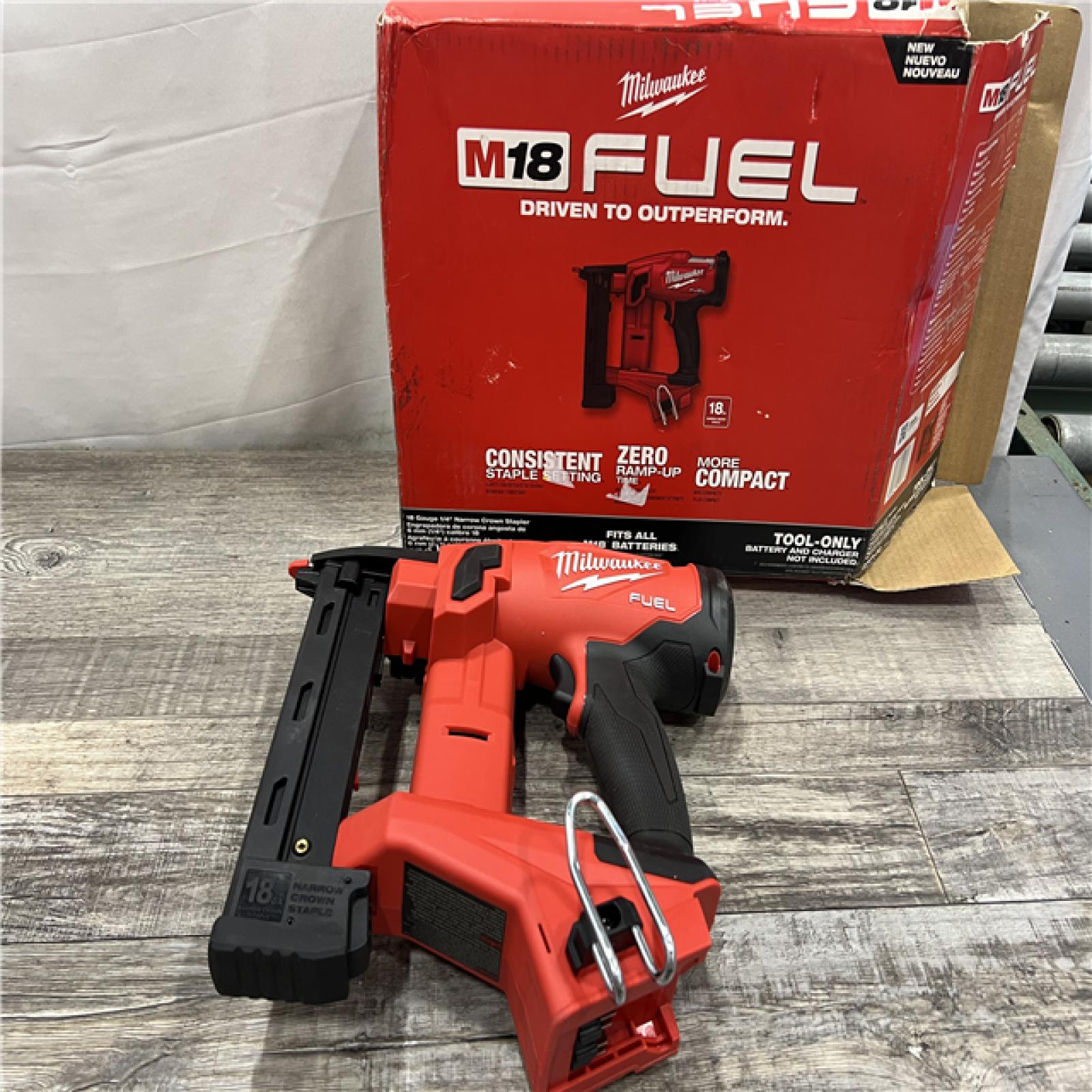 AS-IS MILWAUKEE M18 FUEL 18-Volt Lithium-Ion Brushless Cordless 18-Gauge 1/4 in. Narrow Crown Stapler (Tool-Only)