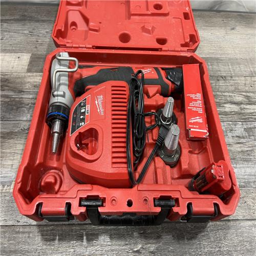 AS-IS MILWAUKEE M12 12-Volt Lithium-Ion Cordless PEX Expansion Tool Kit with (2) 1.5 Ah Batteries, (3) Expansion Heads and Hard Case