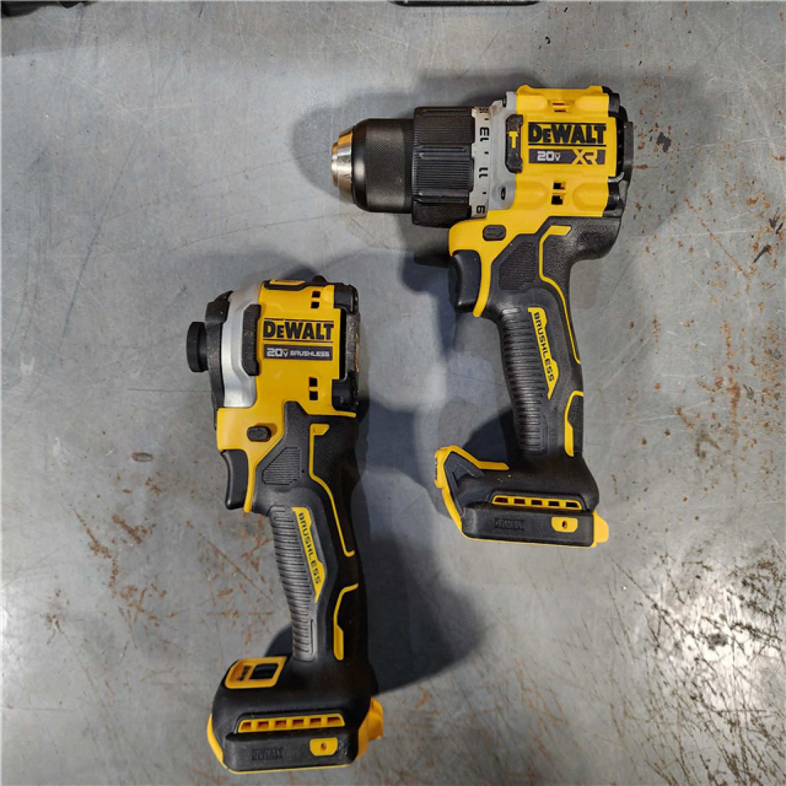 HOUSTON LOCATION - AS-IS (APPEARS LIKE NEW) DEWALT 20V MAX XR Hammer Drill and ATOMIC Impact Driver 2 Tool Cordless Combo Kit with (2) 4.0Ah Batteries, Charger, and Bag