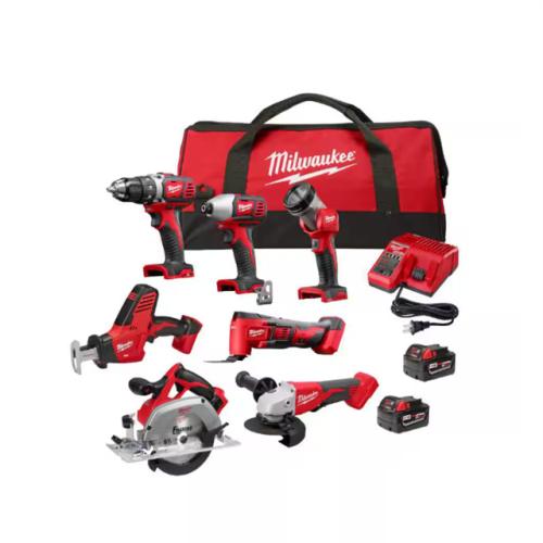 NEW! - Milwaukee M18 18-Volt Lithium-Ion Cordless Combo Kit 7-Tool with 2-Batteries, Charger and Tool Bag