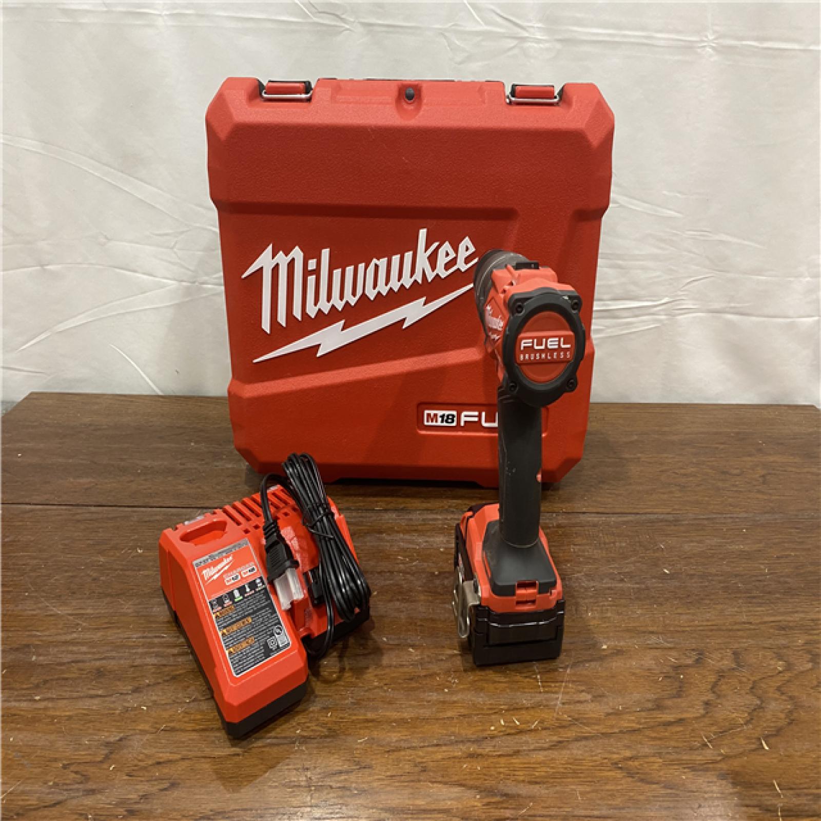 AS-IS Milwaukee 2904-22 Hammer Drill Driver Kit with Batteries  Charger & Tool Case  Red