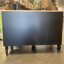 DALLAS LOCATION - Husky 72 in. W x 24 in. D Heavy Duty 18-Drawer Mobile Workbench Cabinet with Adjustable-Height Hardwood Top in Matte Black