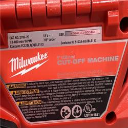 AS-IS Milwaukee 2786-20 M18 FUEL Lithium-Ion 9 in. Cut-Off Saw W/ ONE-KEY (Tool Only)