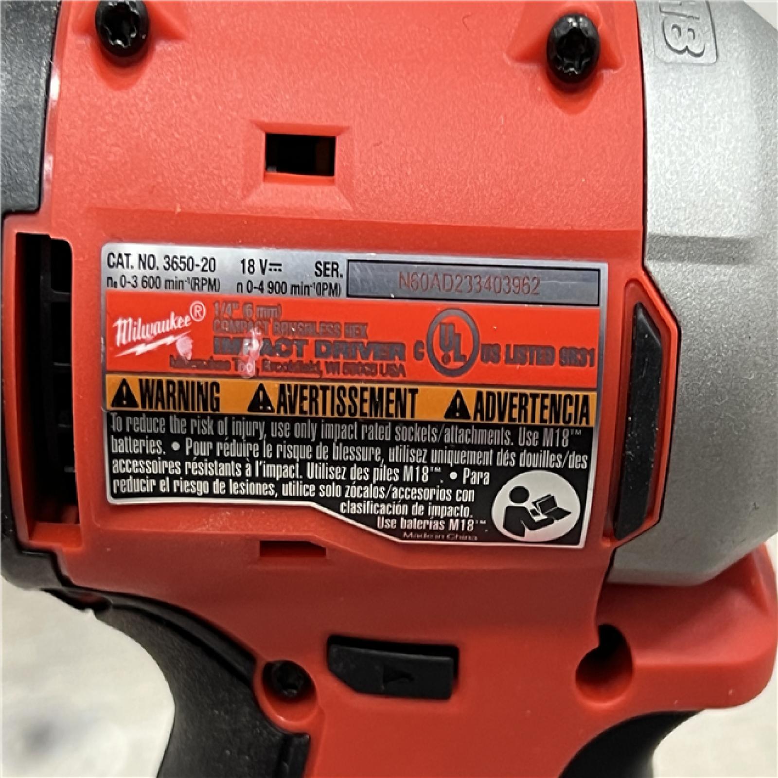 AS-IS Milwaukee M18 Compact Brushless 1/4  Hex Impact Driver Kit