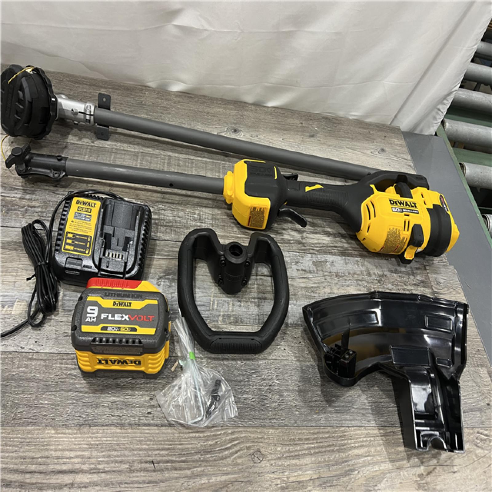 AS-IS DEWALT FLEXVOLT 60V MAX 17 in. Cordless Battery Powered Attachment Capable Trimmer Kit with (1) FLEXVOLT 3 Ah Battery & Charger