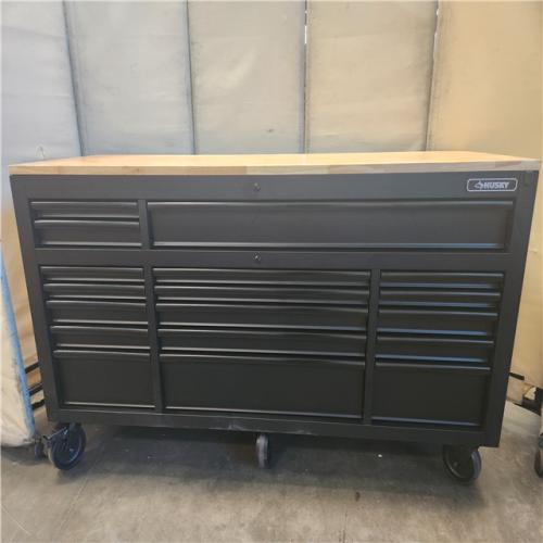 California AS-IS Husky 72 In. 18-Drawer Mobile Workbench withadjustable-HEIGHTTOP TEXTURED MATTE BLACK