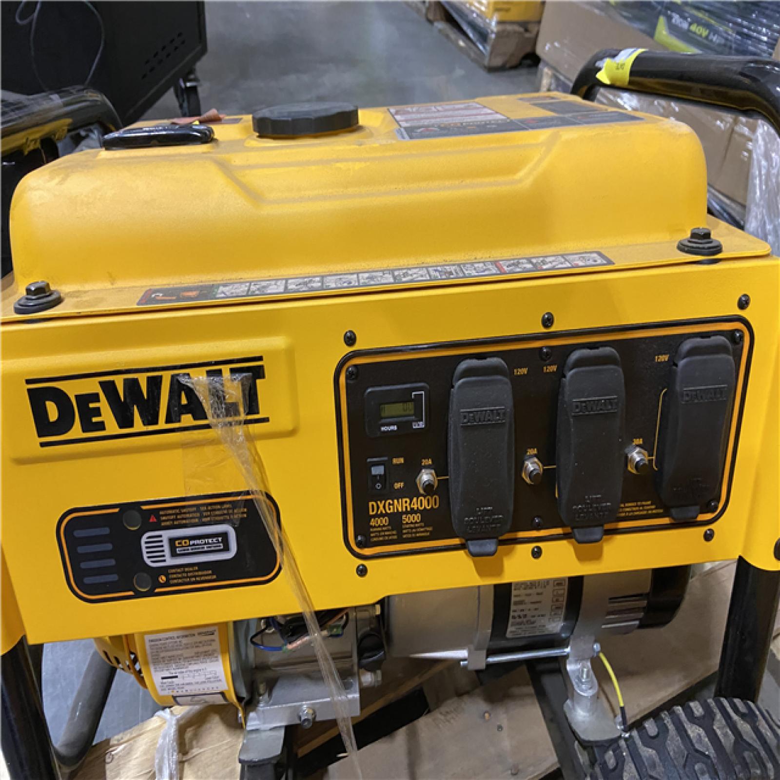 DALLAS LOCATION - AS-IS DEWALT 4000-Watt Manual Start Gas-Powered Portable Generator with Premium Engine, Covered Outlets and CO Protect