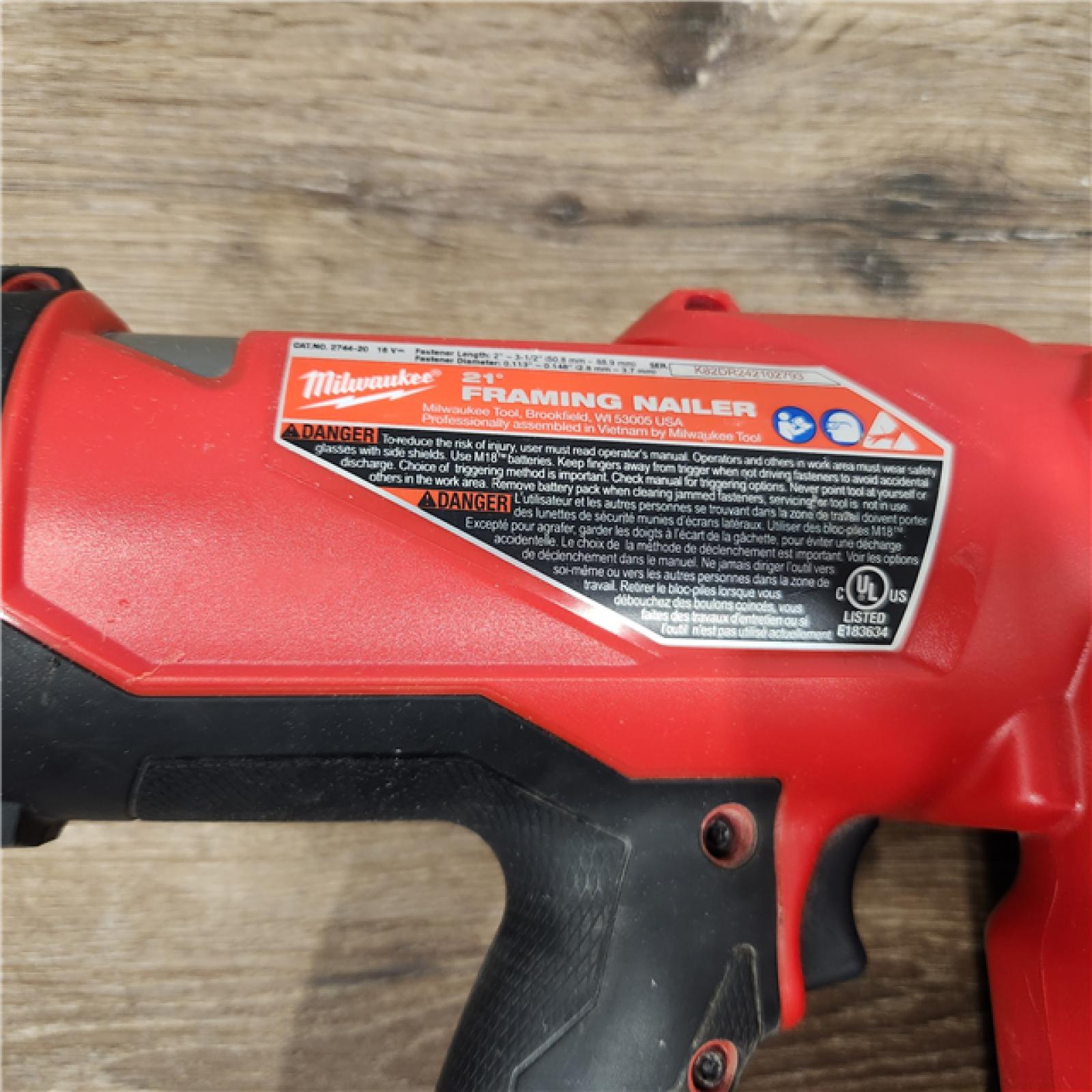 AS-IS Milwaukee 2744-20 M18 FUEL 21-Degree Cordless Framing Nailer (Tool Only)