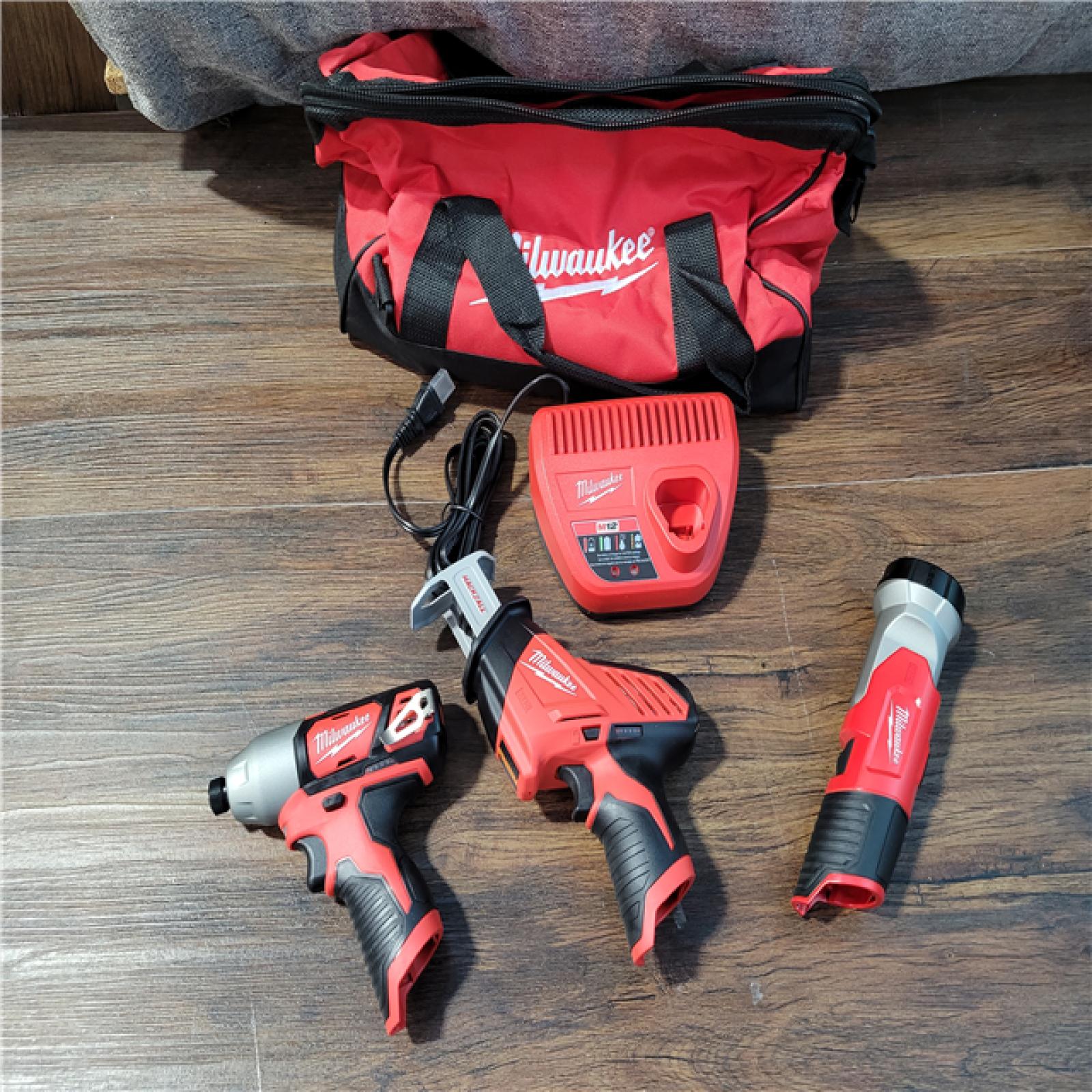 CALIFORNIA PARTIAL MILWAUKEE M12 TOOL COMBO KIT (CHARGER INCLUDED, BAG INCLUDED) (NO BATTERIES INCLUDED)