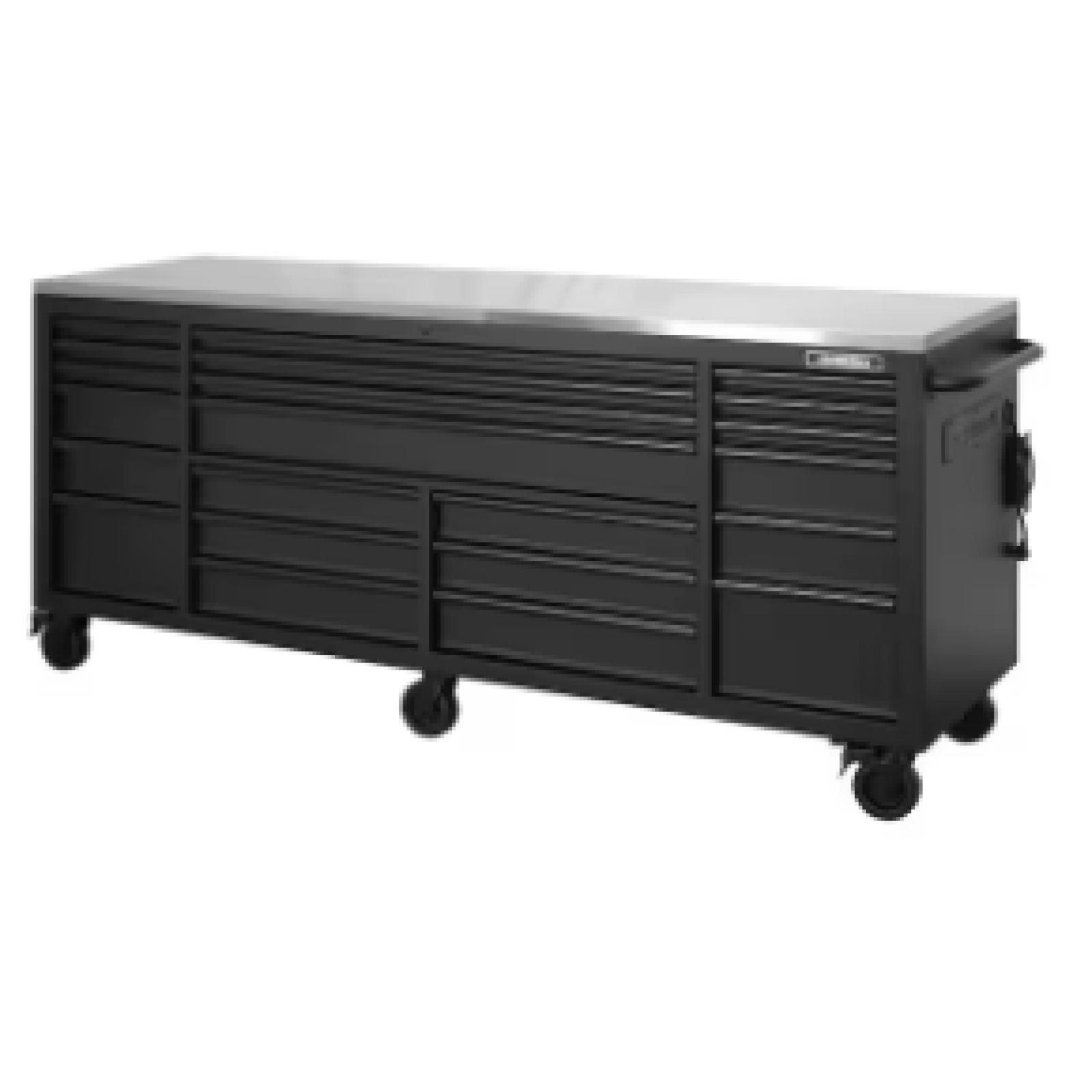 DALLAS LOCATION - Husky Tool Storage 84 in. W x 24 in. D Heavy Duty Mobile Workbench Tool Chest with Stainless Steel Work Top in Matte Blac