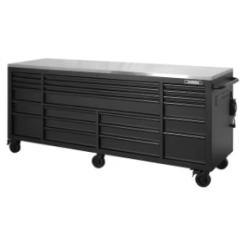 DALLAS LOCATION - Husky Tool Storage 84 in. W x 24 in. D Heavy Duty Mobile Workbench Tool Chest with Stainless Steel Work Top in Matte Blac