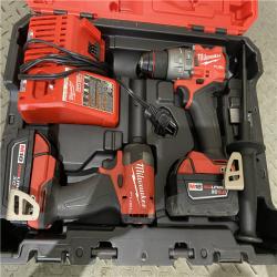 Houston location AS-IS Milwaukee 3697-22 M18 FUEL 1/2 Hammer Driller/Driver &1/4 Hex Impact Driver 2 Tool Combo Kit