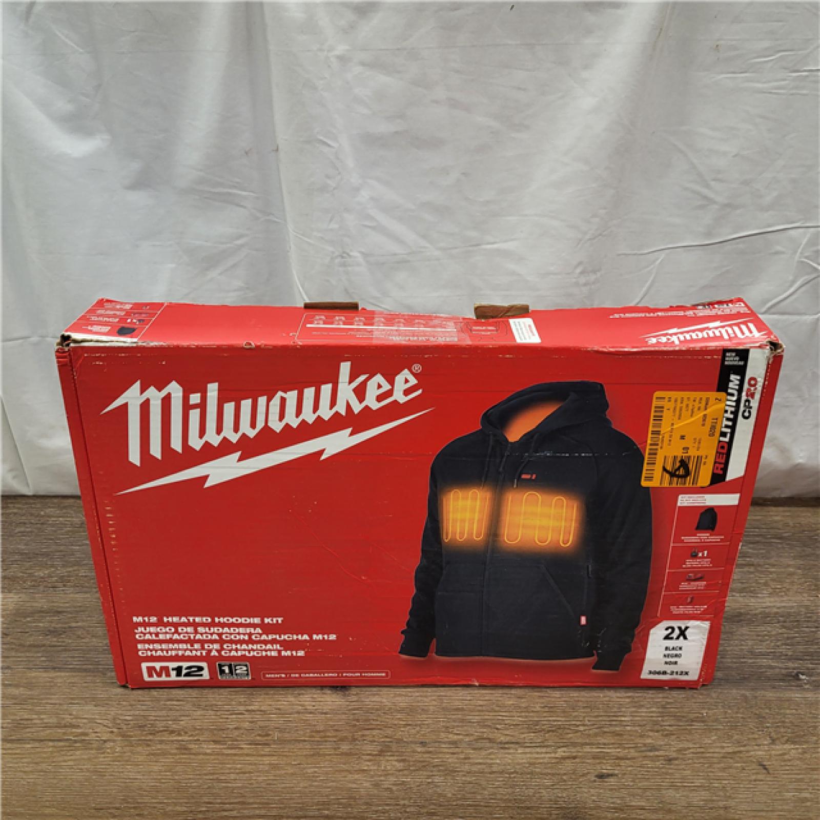 AS-IS Milwaukee 2X-Large M12 12-Volt Lithium-Ion Cordless Black Heated Jacket Hoodie Kit