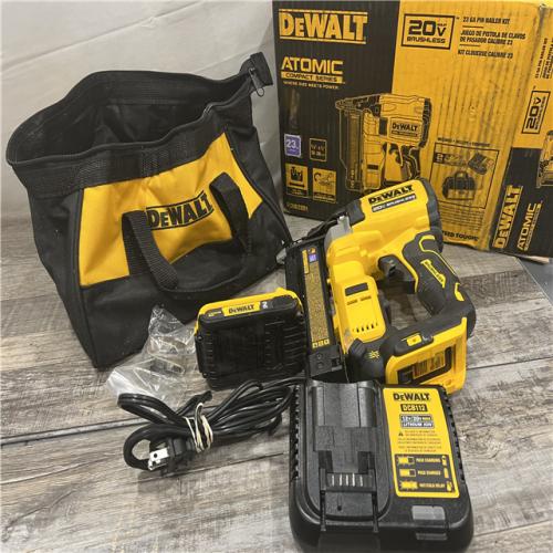 AS-IS DEWALT ATOMIC 20V MAX Lithium Ion Cordless 23 Gauge Pin Nailer Kit with 2.0Ah Battery and Charger