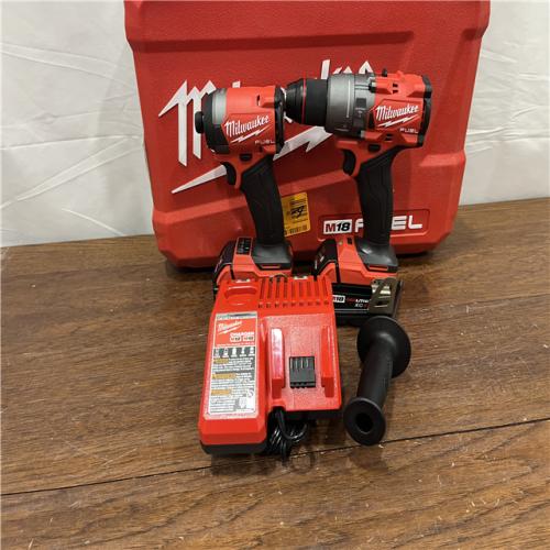 AS-ISMilwaukee M18 FUEL 18V Lithium-Ion Brushless Cordless Hammer Drill and Impact Driver Combo Kit (2-Tool) with 2 Batteries