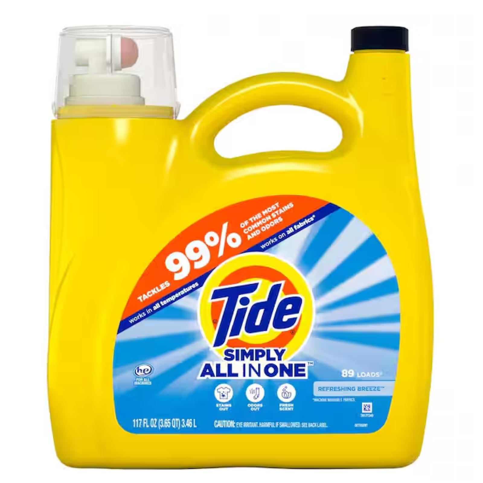 DALLAS LOCATION - 78 UNITS ** Tide Simply 117 oz. Refreshing Breeze Scent Liquid Laundry Detergent PALLET -