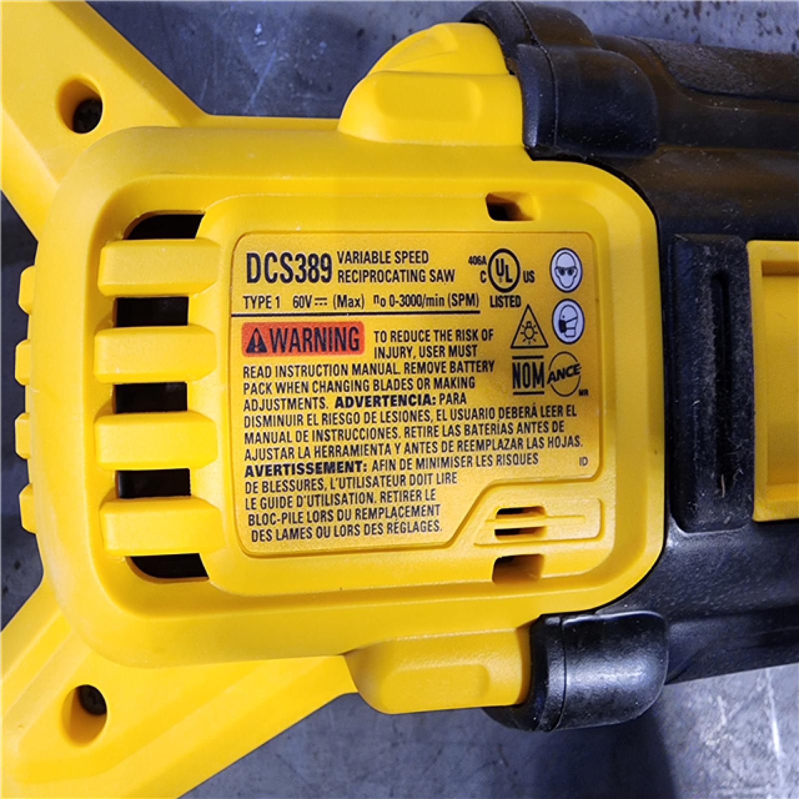 HOUSTON LOCATION - AS-IS (APPEARS LIKE NEW) DeWalt DCS389B FLEXVOLT 60V MAX Cordless Brushless Reciprocating Saw (Tool-Only)