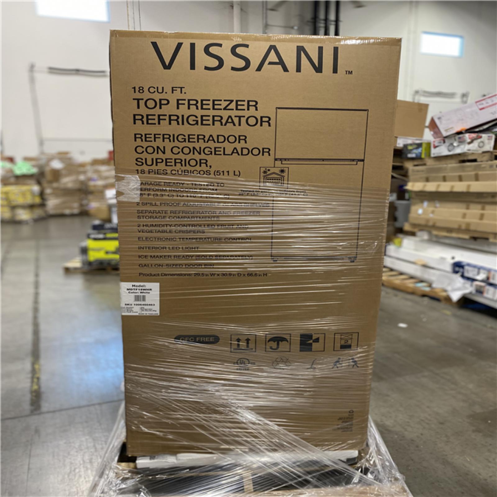 DALLAS LOCATION - Vissani 18 cu. ft. Top Freezer Refrigerator DOE in White