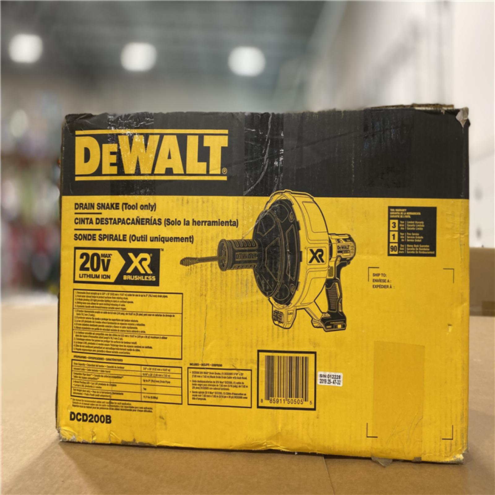 NEW! - DEWALT 20V MAX Cordless Brushless Drain Snake and 5/16 in. x 25 ft. Black Oxide Drain Cable with Bulb Head