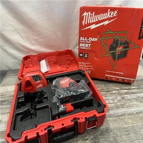 AS-IS Milwaukee-3632-21 M12 Green Beam Laser 360Â° 3-Plane Kit