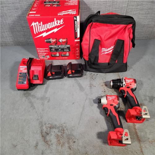 HOUSTON LOCATION - AS-IS M18 18V Lithium-Ion Brushless Cordless Compact Drill/Impact Combo Kit (2-Tool) W/(2) 2.0 Ah Batteries, Charger & Bag