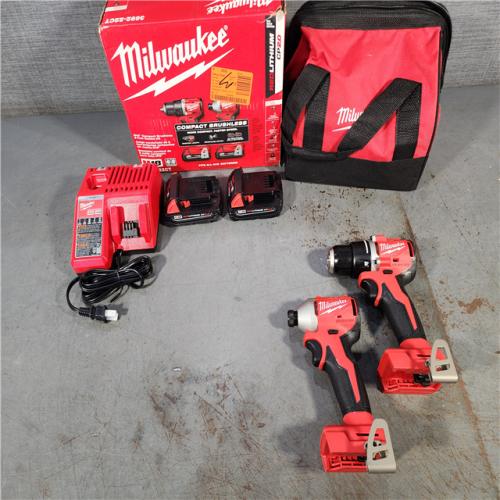 HOUSTON LOCATION - AS-IS M18 18V Lithium-Ion Brushless Cordless Compact Drill/Impact Combo Kit (2-Tool) W/(2) 2.0 Ah Batteries, Charger & Bag