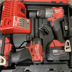 Houston location AS-IS Milwaukee 3697-22 M18 FUEL 1/2 Hammer Driller/Driver &1/4 Hex Impact Driver 2 Tool Combo Kit