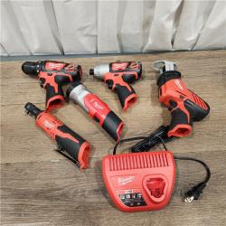 AS-IS MILWAUKEE M12 12V Lithium-Ion Cordless Combo Kit (5-Tool) with Two 1.5Ah Batteries, Charger & Tool Bag