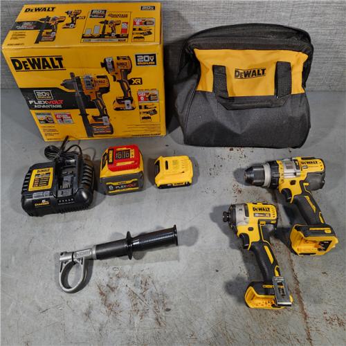 HOUSTON LOCATION - AS-IS DEWALT 20V MAX Cordless Brushless Hammer Drill/Driver 2 Tool Combo Kit with FLEXVOLT ADVANTAGE