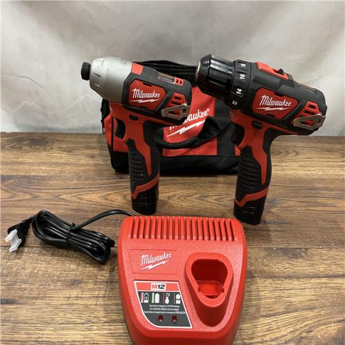 AS IS M12 12V Lithium-Ion Cordless Drill Driver/Impact Driver Combo Kit with Two 1.5Ah Batteries, Charger and Bag (2-Tool)