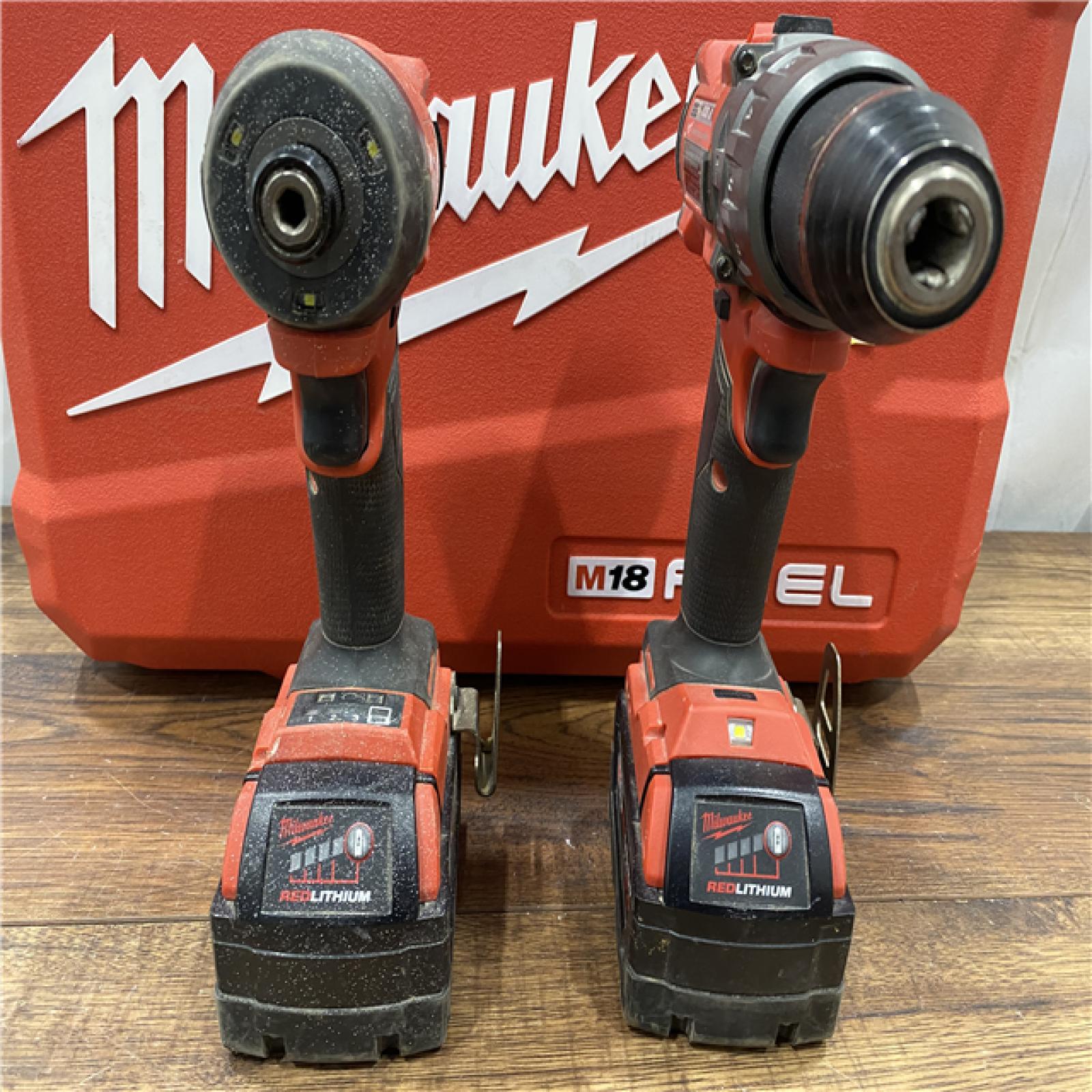 AS IS Milwaukee M18 FUEL 18V Lithium-Ion Brushless Cordless Hammer Drill and Impact Driver Combo Kit (2-Tool) with 2 Batteries