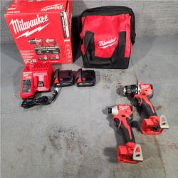 HOUSTON LOCATION - AS-IS M18 18V Lithium-Ion Brushless Cordless Compact Drill/Impact Combo Kit (2-Tool) W/(2) 2.0 Ah Batteries, Charger & Bag