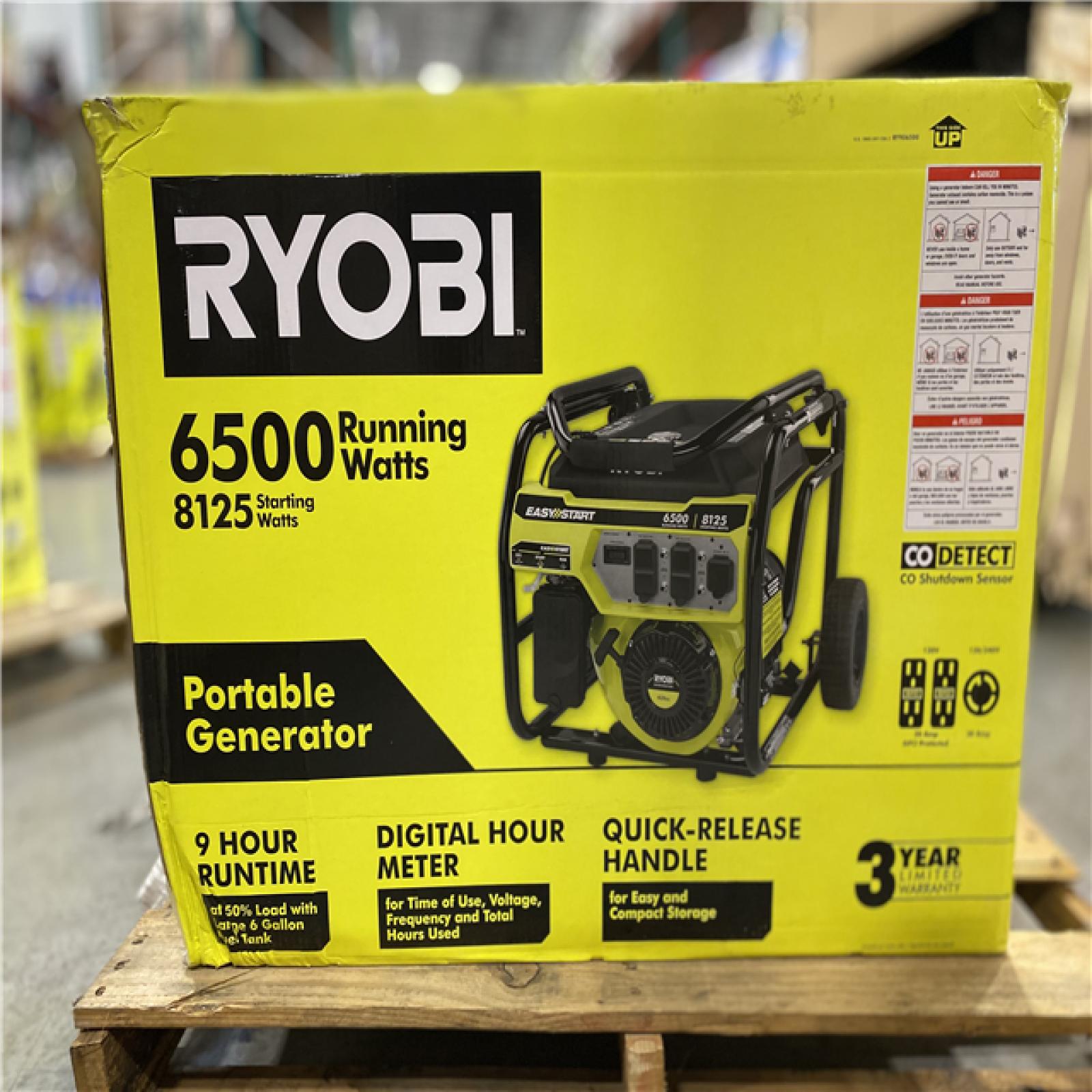 DALLAS LOCATION -RYOBI 6,500-Watt Gasoline Powered Portable Generator with CO Shutdown Sensor