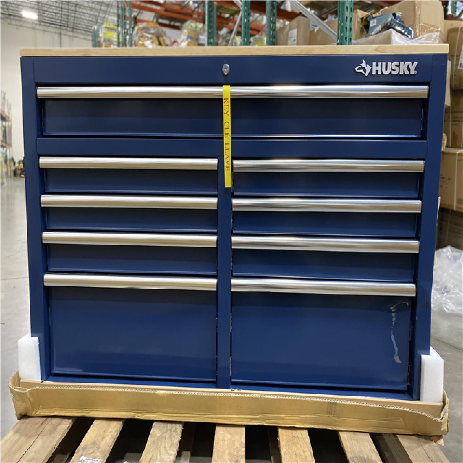 DALLAS LOCATION - Husky Tool Storage 46 in. W Gloss Blue Mobile Workbench Cabinet