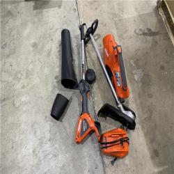 Houston location AS-IS Eforce 56 Volt 16  Battery String Trimmer and Battery Handheld Blower W/ 2.5ah Battery and Charger