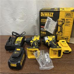 AS-ISDewalt DCK225D2 20V MAX ATOMIC Brushless Compact Lithium-Ion 1/2 in. Cordless Drill Driver and 1/4 in. Impact Driver Combo Kit with 2 Batteries 2 Ah