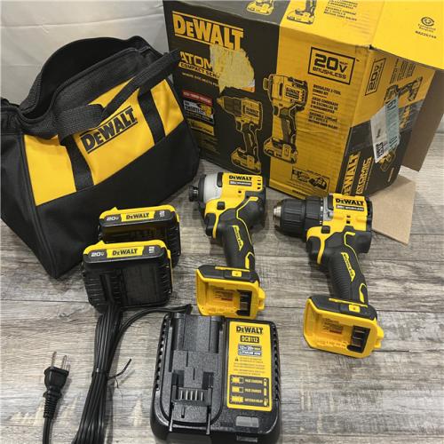 AS-IS DEWALT ATOMIC 20-Volt MAX Lithium-Ion Cordless Combo Kit (2-Tool) with (2) 2.0Ah Batteries, Charger and Bag