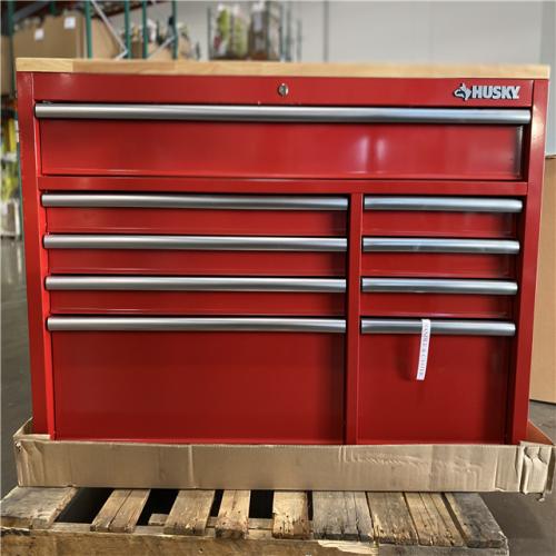 DALLAS LOCATION -Husky Tool Storage 46 in. W Gloss Red Mobile Workbench Cabinet