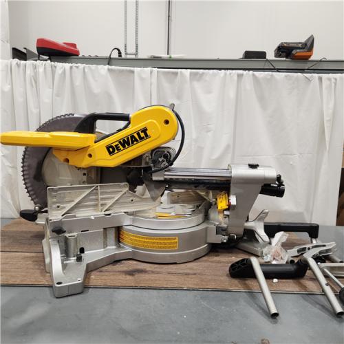 AS IS DEWALT 15 Amp Corded 12 in. Double Bevel Sliding Compound Miter Saw with XPS Technology, Blade Wrench and Material Clamp