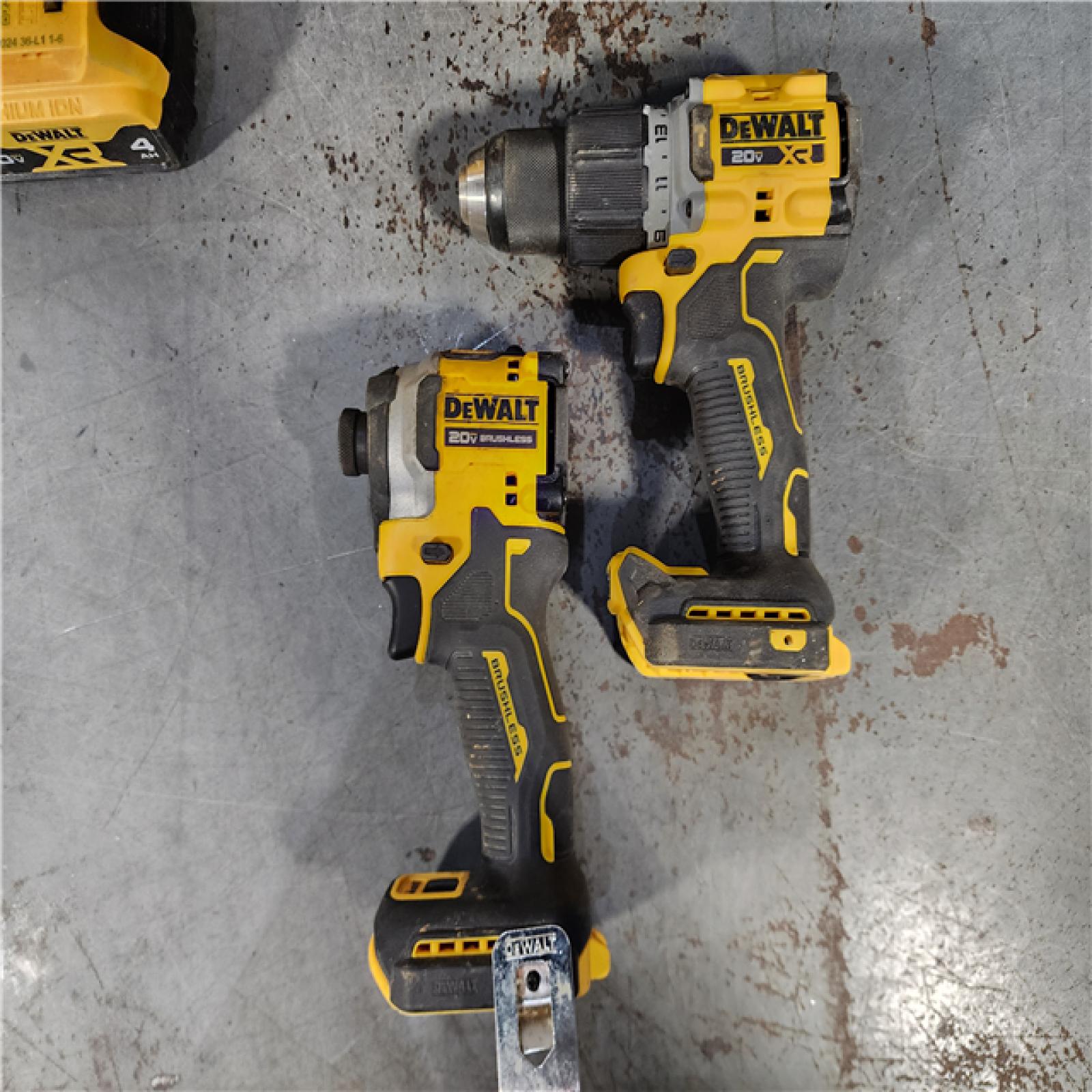 HOUSTON LOCATION - AS-IS DEWALT 20V MAX XR Hammer Drill and ATOMIC Impact Driver 2 Tool Cordless Combo Kit with (2) 4.0Ah Batteries, Charger, and Bag