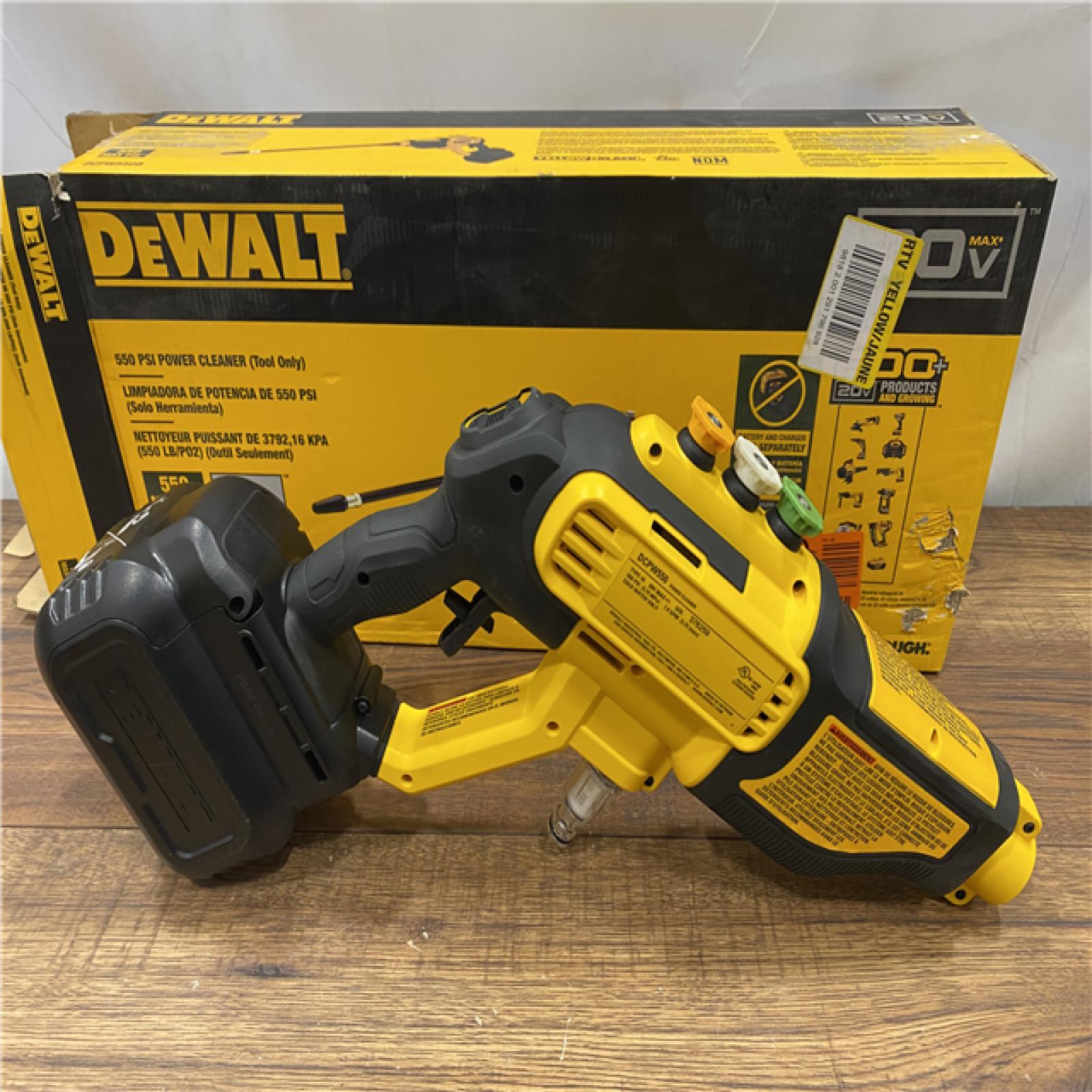 AS IS Dewalt 20V 550 PSI  1 GPM Cordless Power Cleaner W/ 4 Nozzles Tool-Only DCPW550B