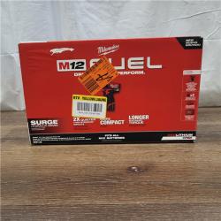 AS-IS M12 FUEL SURGE 12V Lithium-Ion Brushless Cordless 1/4 in. Hex Impact Driver Compact Kit W/Two 2.0Ah Batteries, Bag