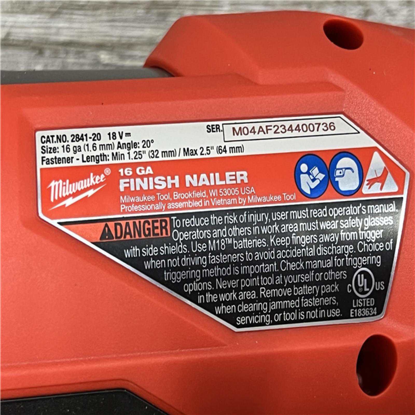 AS-IS Milwaukee 2841-20 18V Cordless Gen II 16 Gauge Angled Finish Nailer (Tool Only)