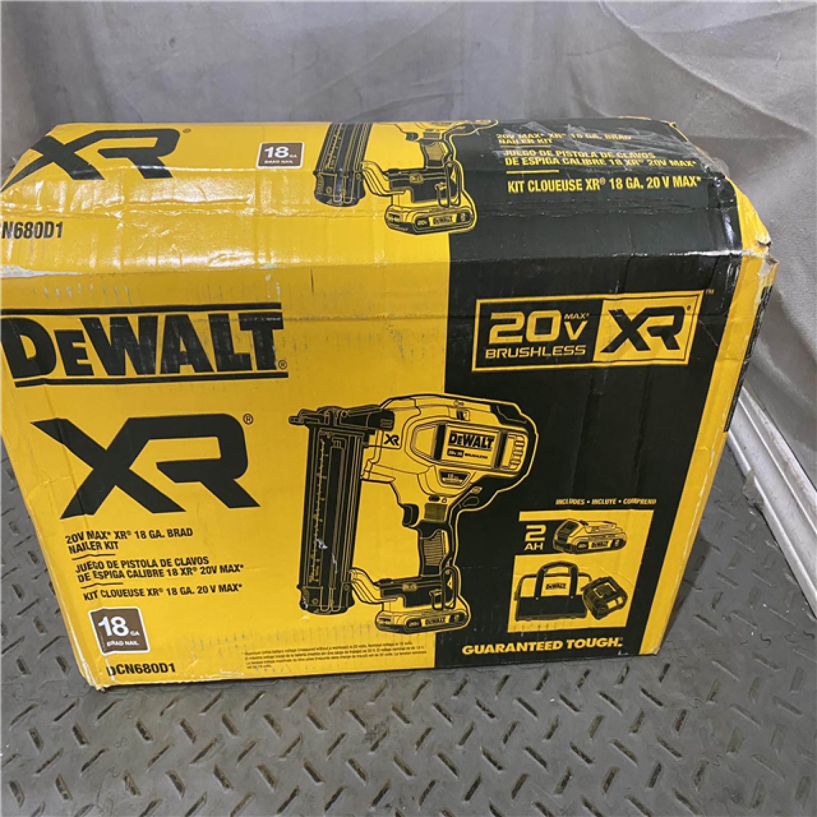 Houston location AS-IS DEWALT 20V MAX XR 18 Gauge Brad Nailer Kit ONLY BATTERY