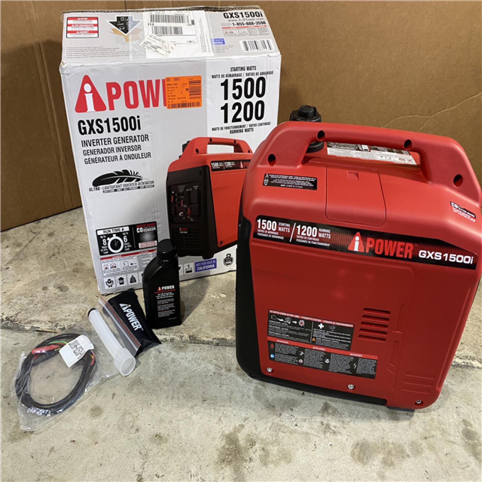 HOUSTON LOCATION - AS-IS 1500-Watt Recoil Start Gasoline Powered Ultra-Light Inverter Generator with 60cc OHV Engine and CO Sensor Shutdown