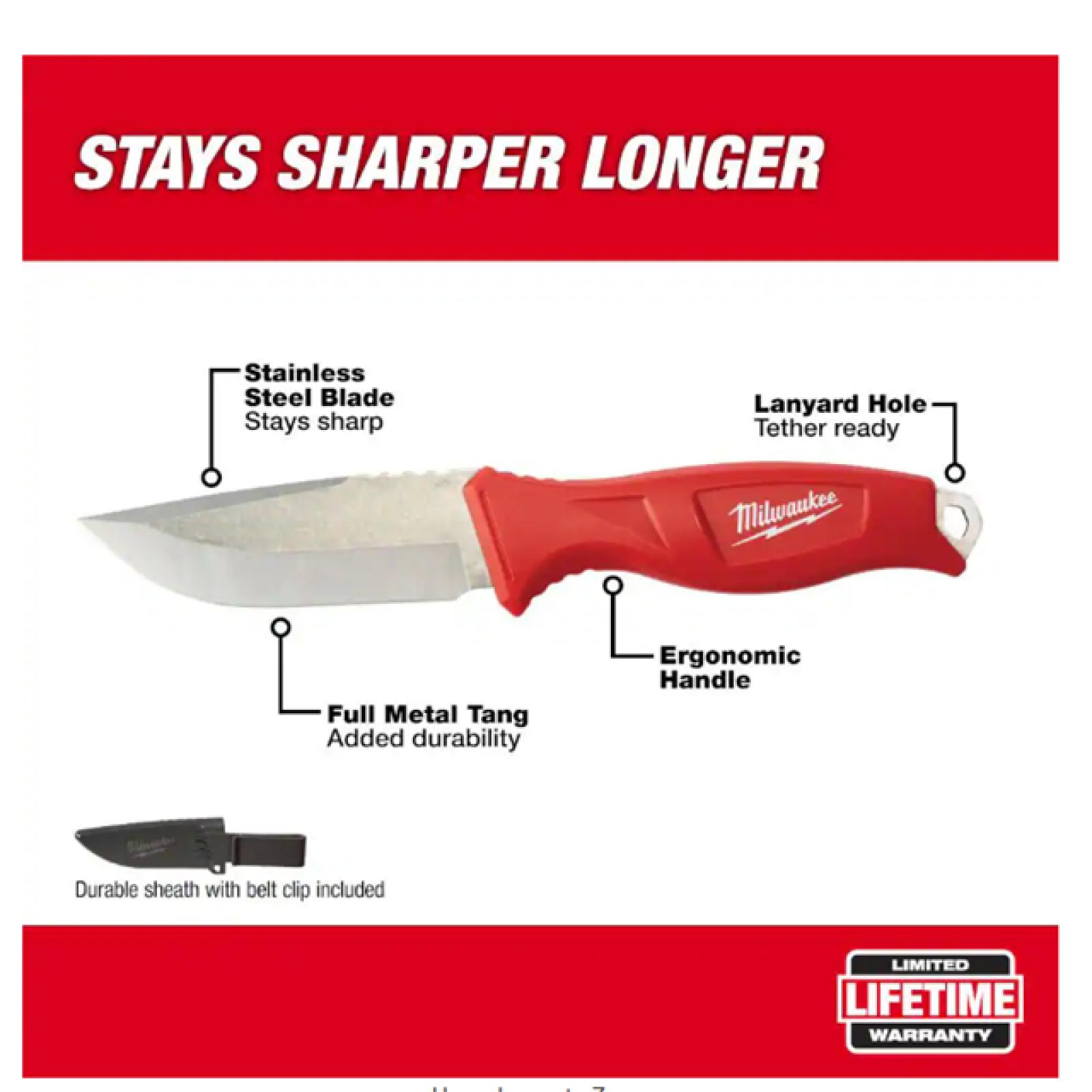 NEW! - Milwaukee 4 in. Tradesman Fixed Blade Knife- ( 60 UNITS)