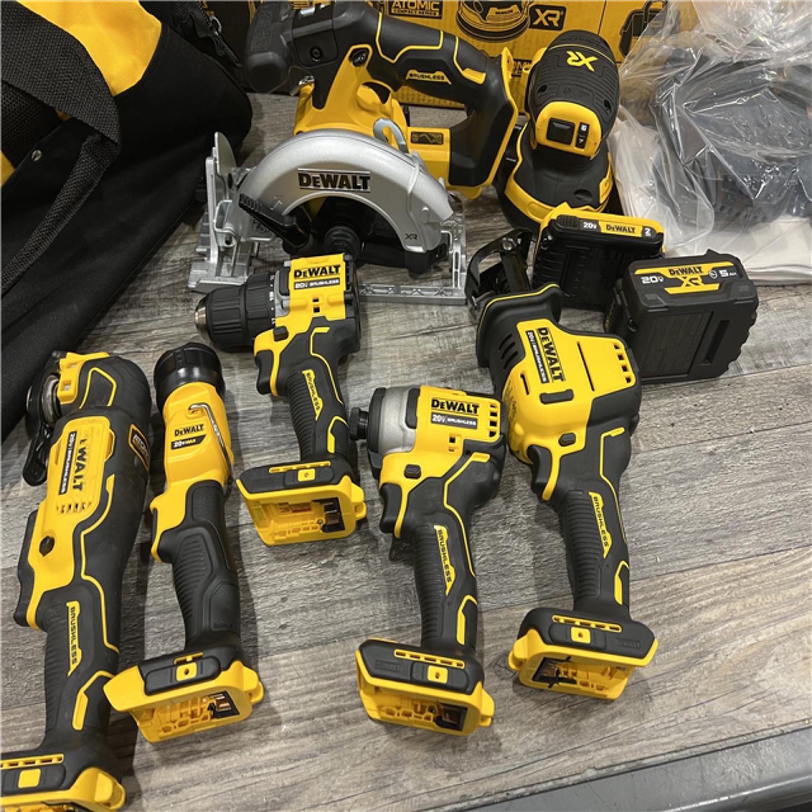 AS-IS DEWALT 20-Volt MAX Lithium-Ion Cordless 7-Tool Combo Kit with 2.0 Ah Battery, 5.0 Ah Battery and Charger