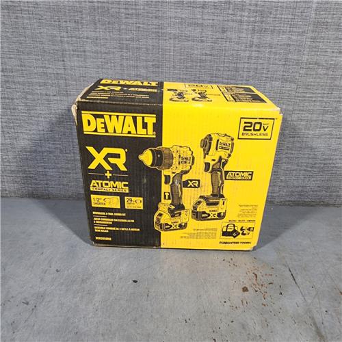 HOUSTON LOCATION - AS-IS DEWALT 20V MAX XR Hammer Drill and ATOMIC Impact Driver 2 Tool Cordless Combo Kit with (2) 4.0Ah Batteries, Charger, and Bag