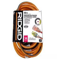 NEW! - RIDGID 50 ft. 14/3 Extension Cord, Orange and Gray - (4 UNITS)