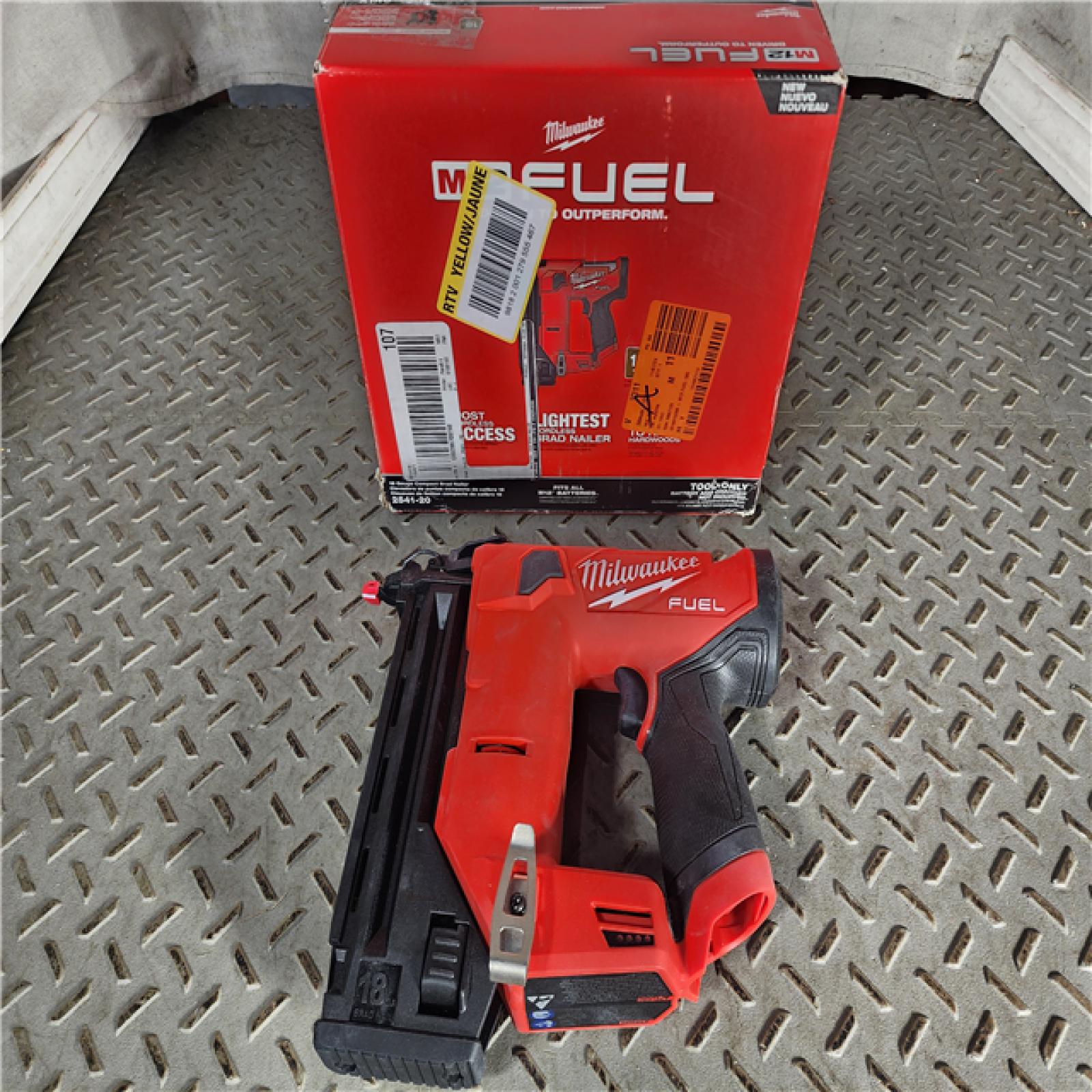 HOUSTON LOCATION - AS-IS M12 FUEL 12-Volt Lithium-Ion Brushless Cordless 18-Guage Compact Brad Nailer (Tool Only)